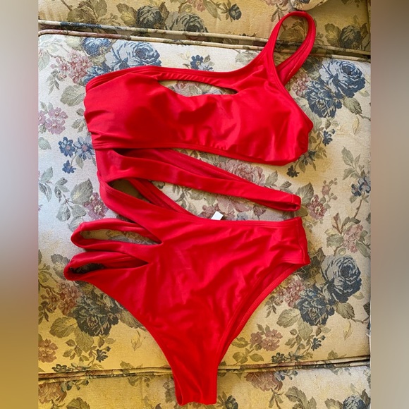 Express Other - express slash cutout one shoulder one piece